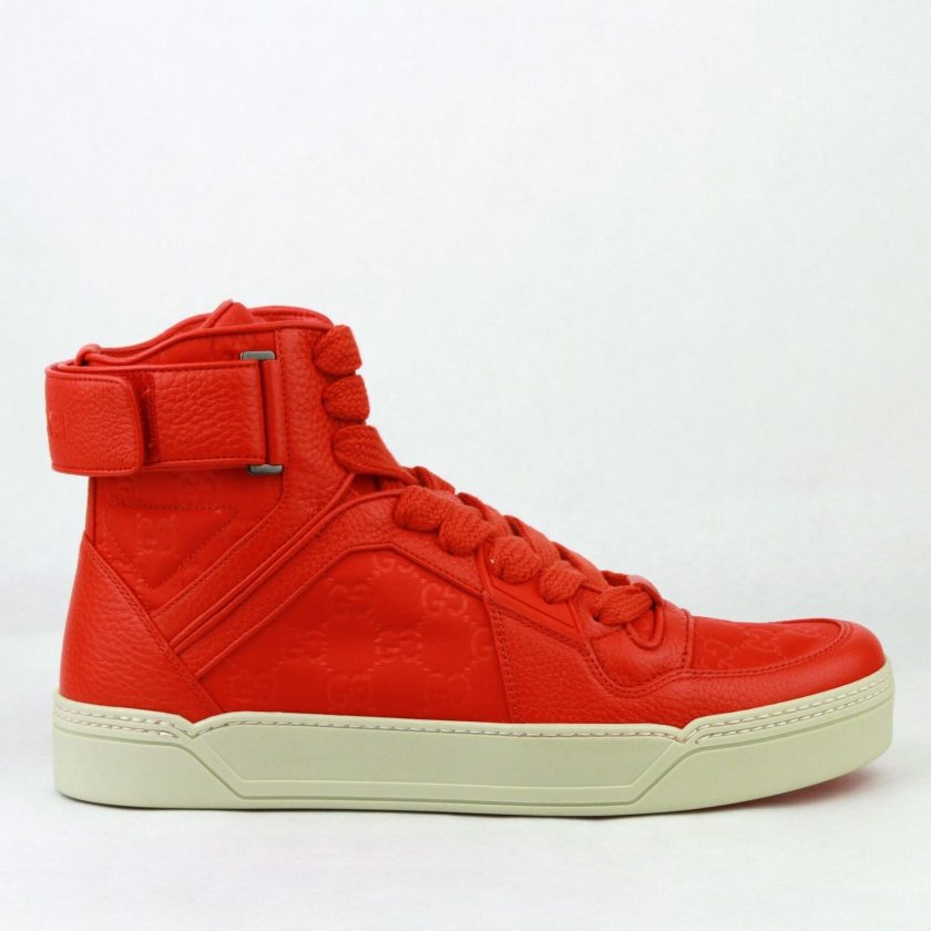 Gucci Men's Red Leather/Nylon High Top Sneakers (9 G/10 US)