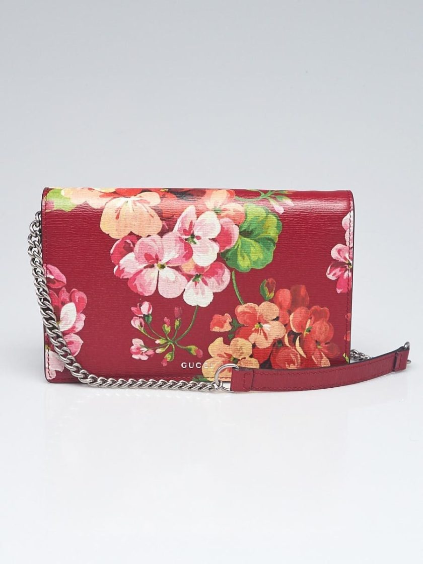 Gucci Shanghai St Red Blooms Blossoms Floral Leather
