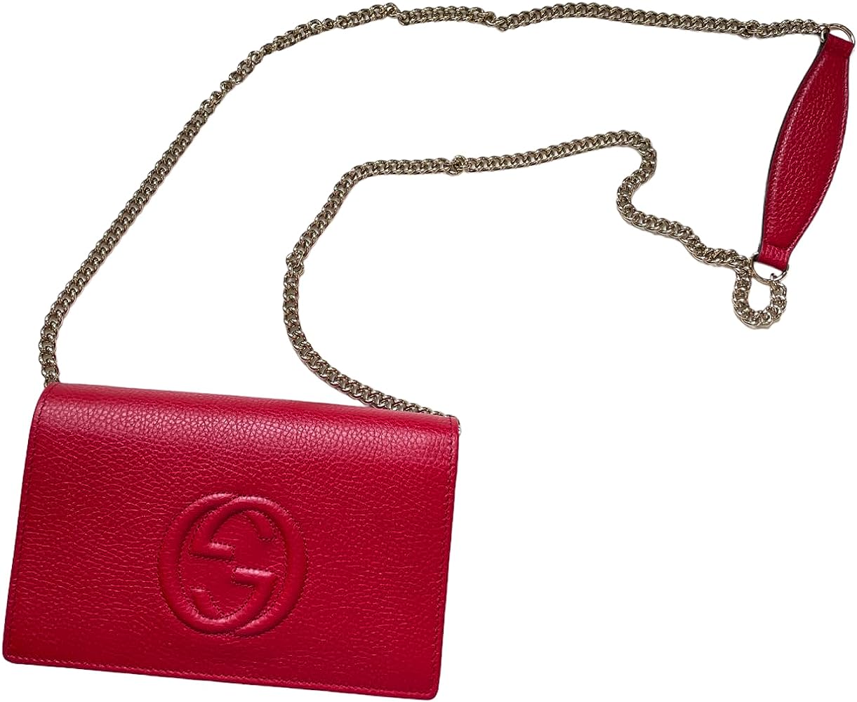 Gucci Soho Leather Clutch Envelope Red Bag Tassel Handbag Bag Purse ...