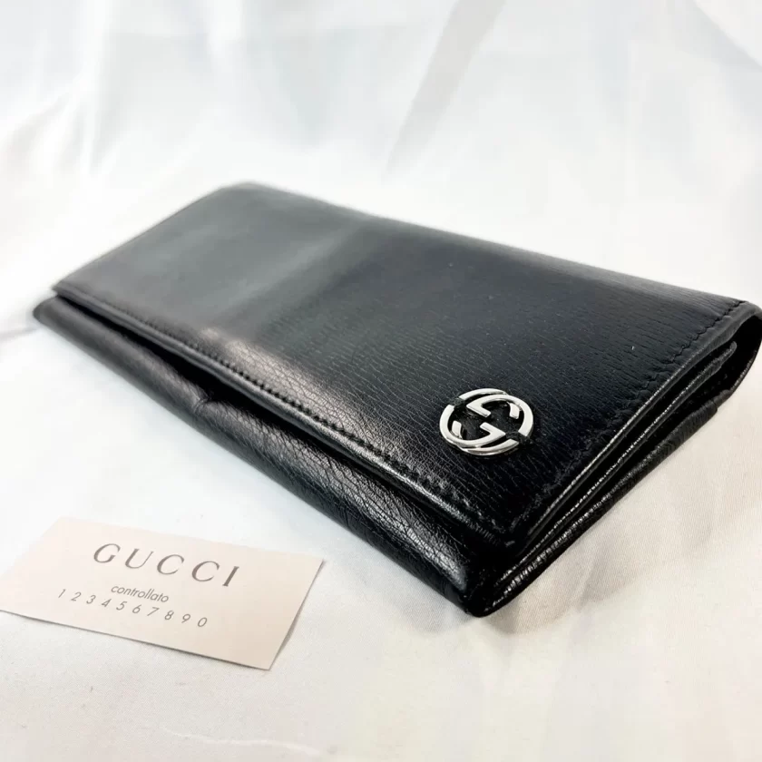 Gucci Wallet Miss GG Black Leather Interlocking Logo Detail Clout ...