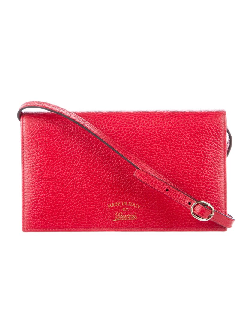 Gucci Women's Swing Red Leather Crossbody Clutch Wallet Clout ...