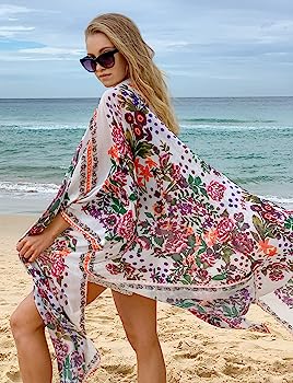 Floral Elegance Unleashed: Women's Sheer Chiffon Kimono Cardigan for Effortless Style
