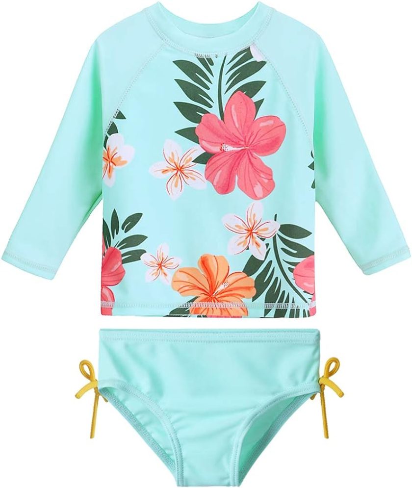HUANQIUE Baby/Toddler Girls Swimsuit Rashguard Set