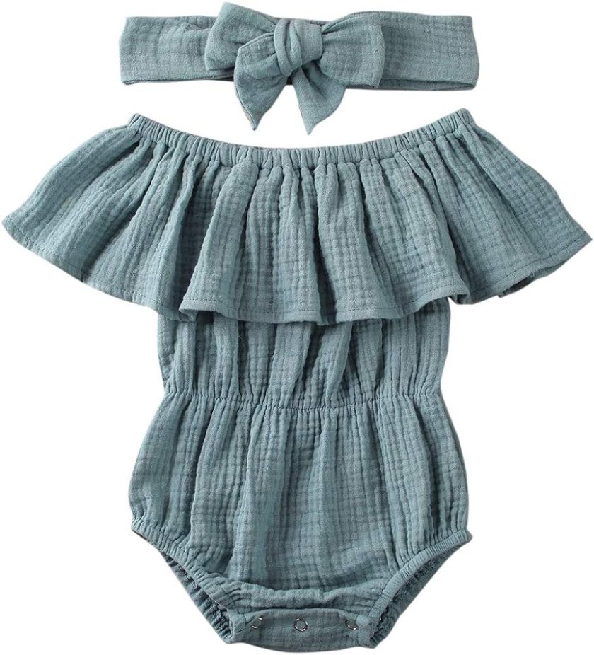 Adorable Baby Girl Flutter Sleeve Romper - Soft Cotton Comfort for Your Little One