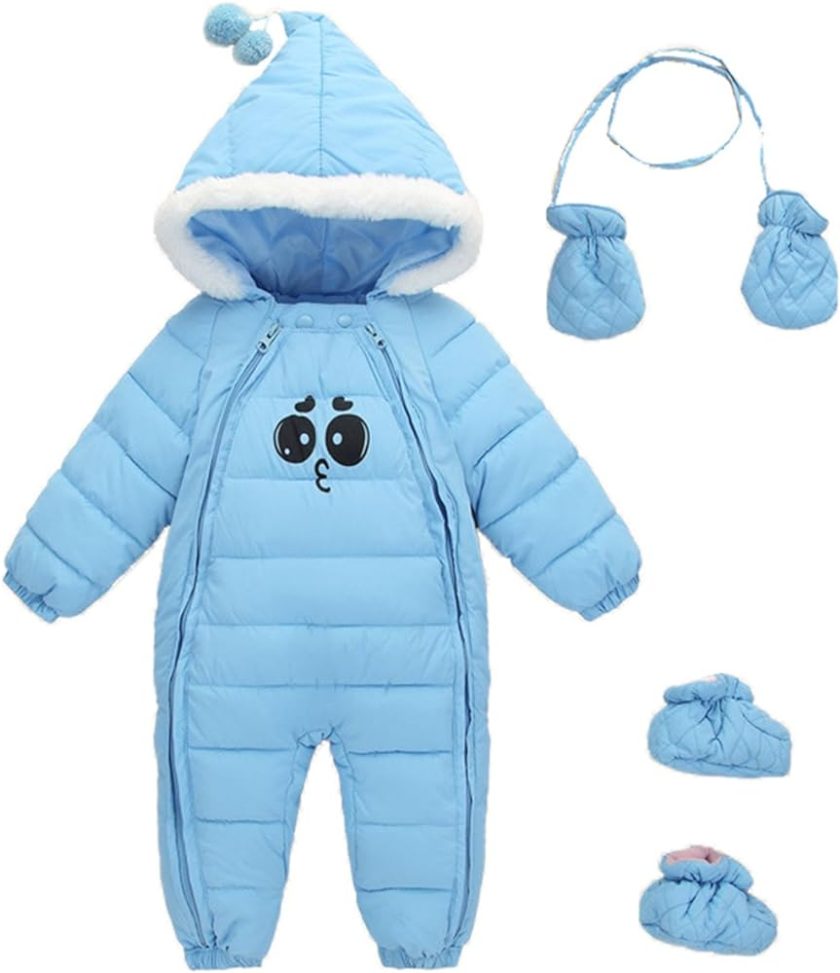 JELEUON Baby Girls Boys One Piece Two Zipper Cartoon Down Jacket