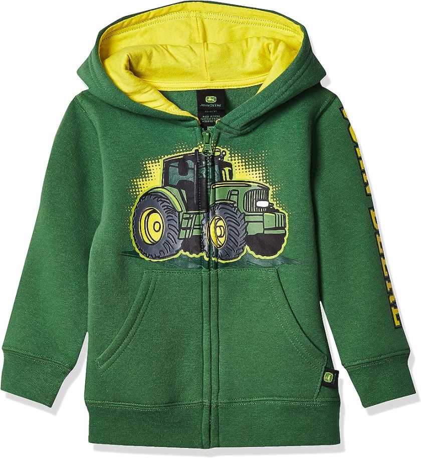 John Deere Tractor Infant Toddler Boy Zip Front Fleece Hoody Sweatshirt