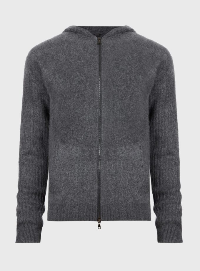 John Varvatos Men's Sleeveless Zip Front Hoodie - Embrace Effortless Style in Light Grey