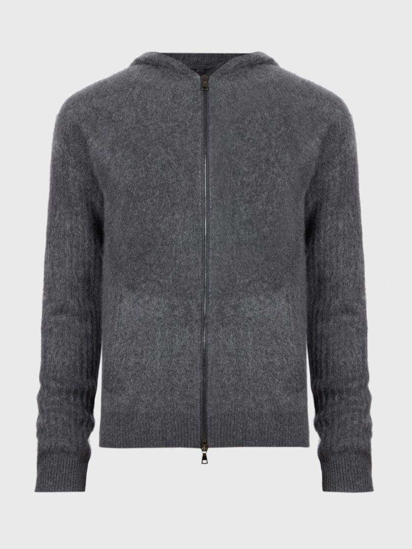 John Varvatos Men's Sleeveless Zip Front Hoodie - Embrace Effortless Style in Light Grey