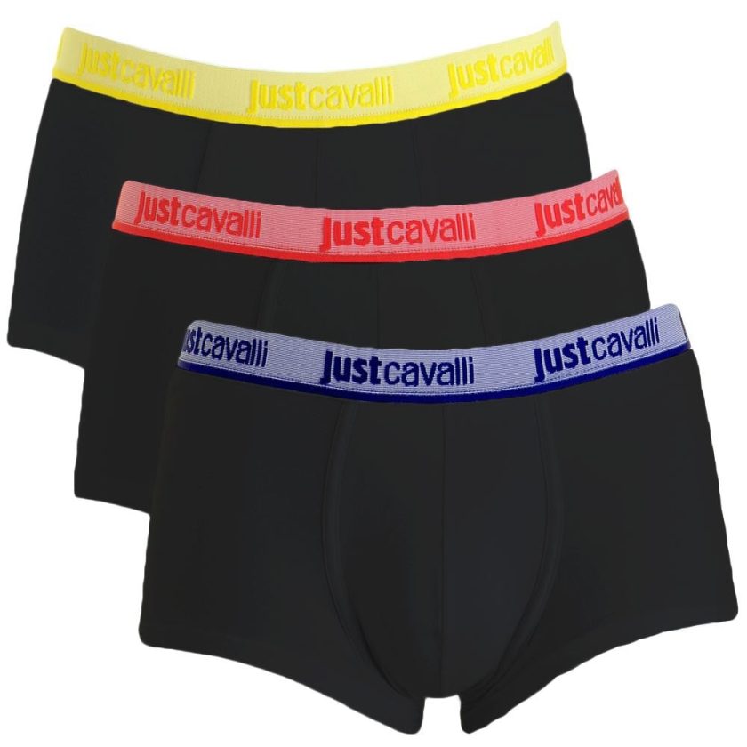 Just Cavalli 3-Pack Luxe Cotton Stretch Men's Boxer Trunks, Black X-Large