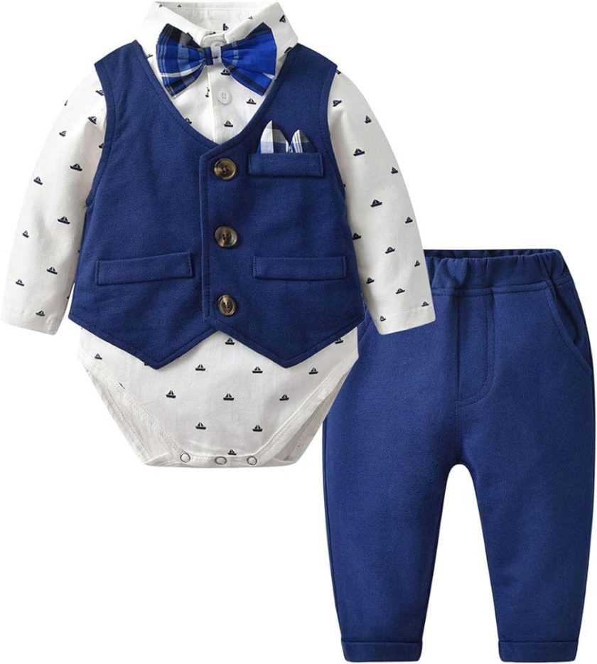 Kanodan Baby Boy Waistcoat Gentleman Suit Long Sleeve