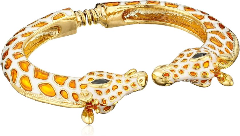 Kenneth Jay Lane White and Tan Enamel Giraffe Bracelet