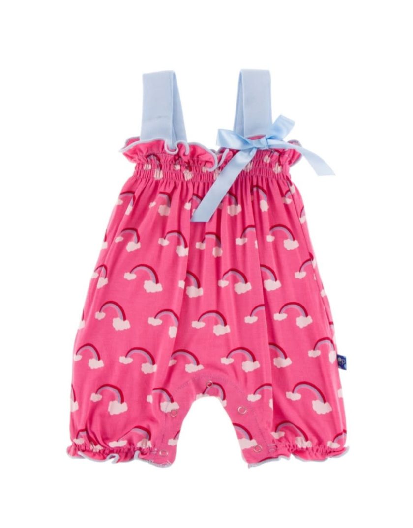 Kickee Pants Print Gathered Romper with Bow