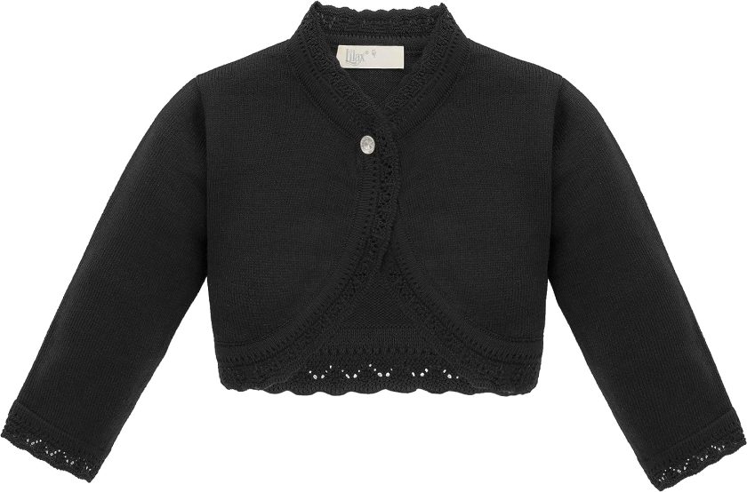 Lilax Baby Girls' Knit Long Sleeve Button Closure Bolero Cardigan