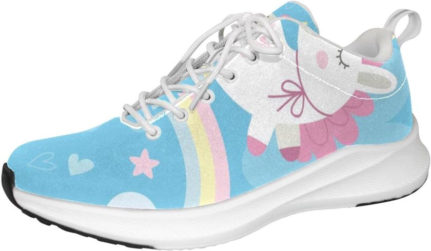 Little Cartoon Blue Unicorn Standing On The Clouds Men Shoes Running Shoe Casual Sneakers