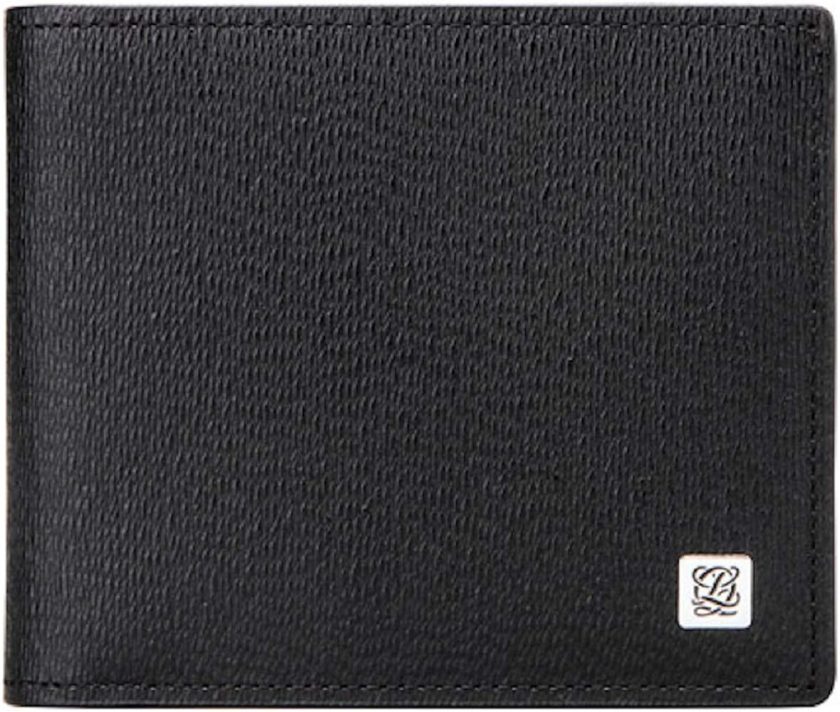 LQ LOUIS QUATORZE Men's Cow Leather Bifold Wallet Black