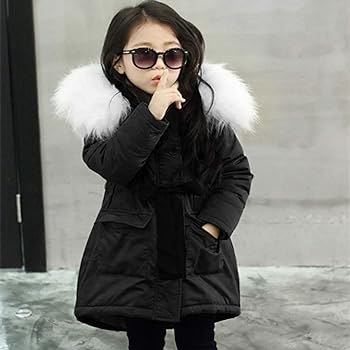 Lucoo Girl's Coat,Kids Girls Winter Faux Fur Hooded Parka Down Coat ...