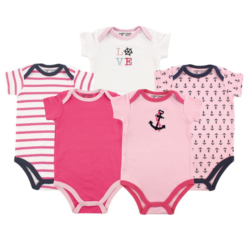 Luvable Friends Baby Infant Basic Bodysuit, 5 Pack, Girl President