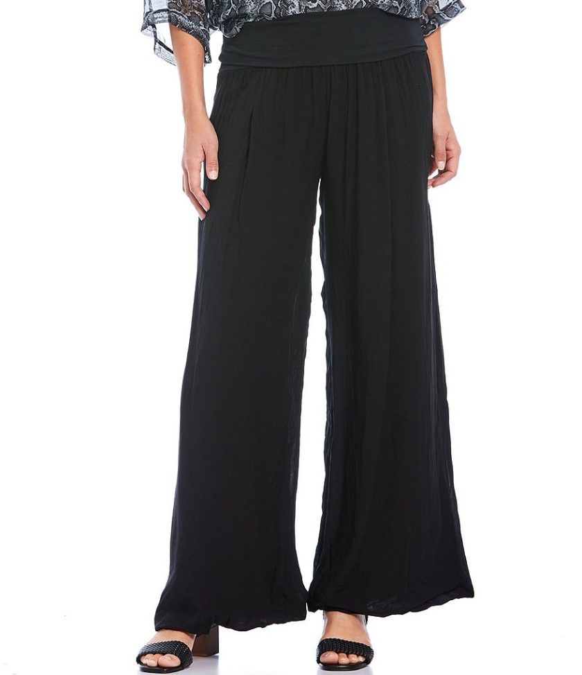 M Made in Italy - Women's Wide Leg Pants (Black, S)