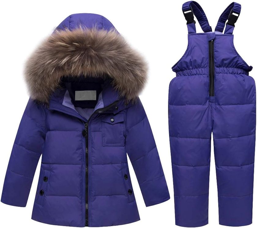 M&A Baby Girls Boys Winter Down Coat Fur Hooded Puffer Jacket