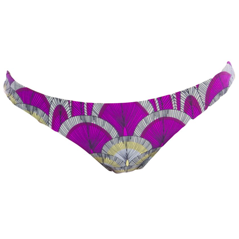 Mara Hoffman Purple Feather Low Rise Bikini Bottom, Medium