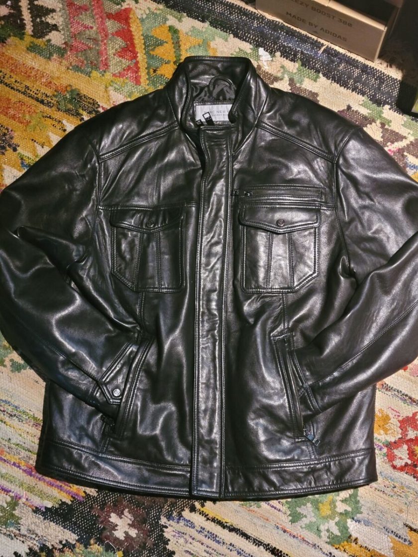 Marc New York by Andrew Marc Men's Varick Leather Jacket, Driftwood, X-Large
