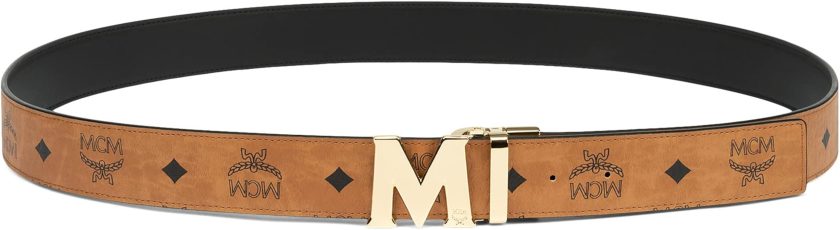 MCM Mens Claus Reversible Belt Cognac One Size
