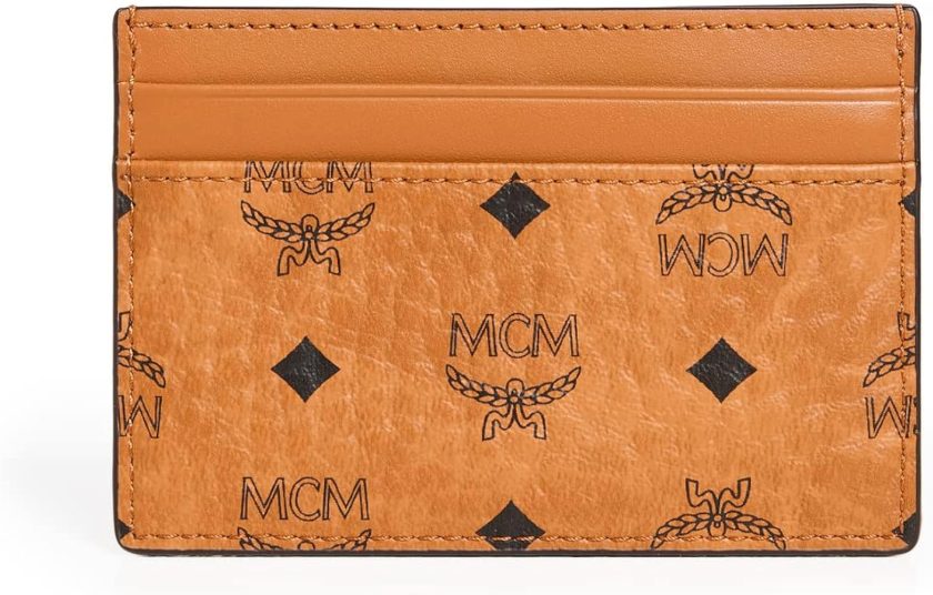 MCM Men's Visetos Card Case, Cognac, Brown, One Size