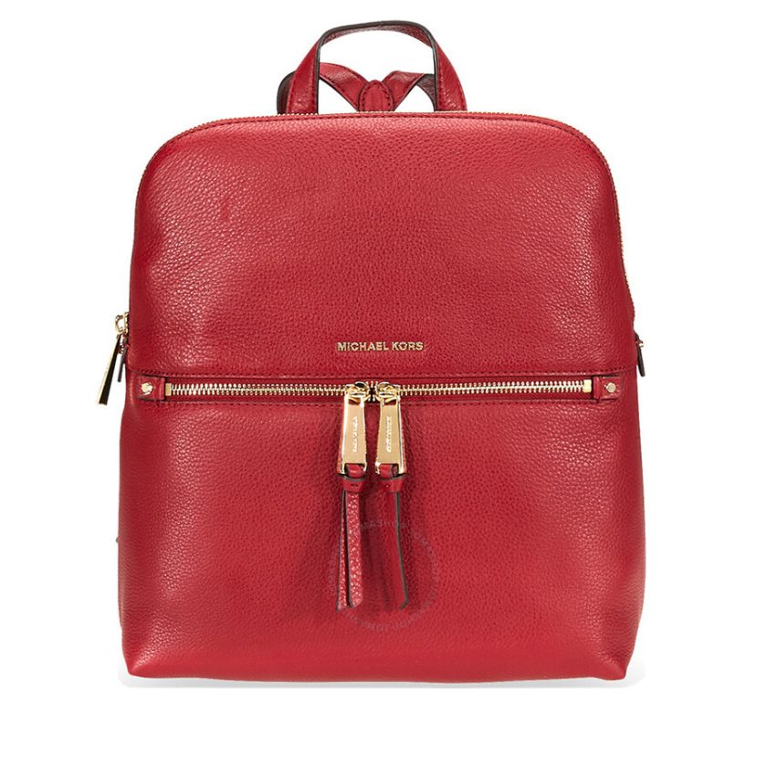 Michael Kors Rhea Medium Slim Leather Backpack MAROON