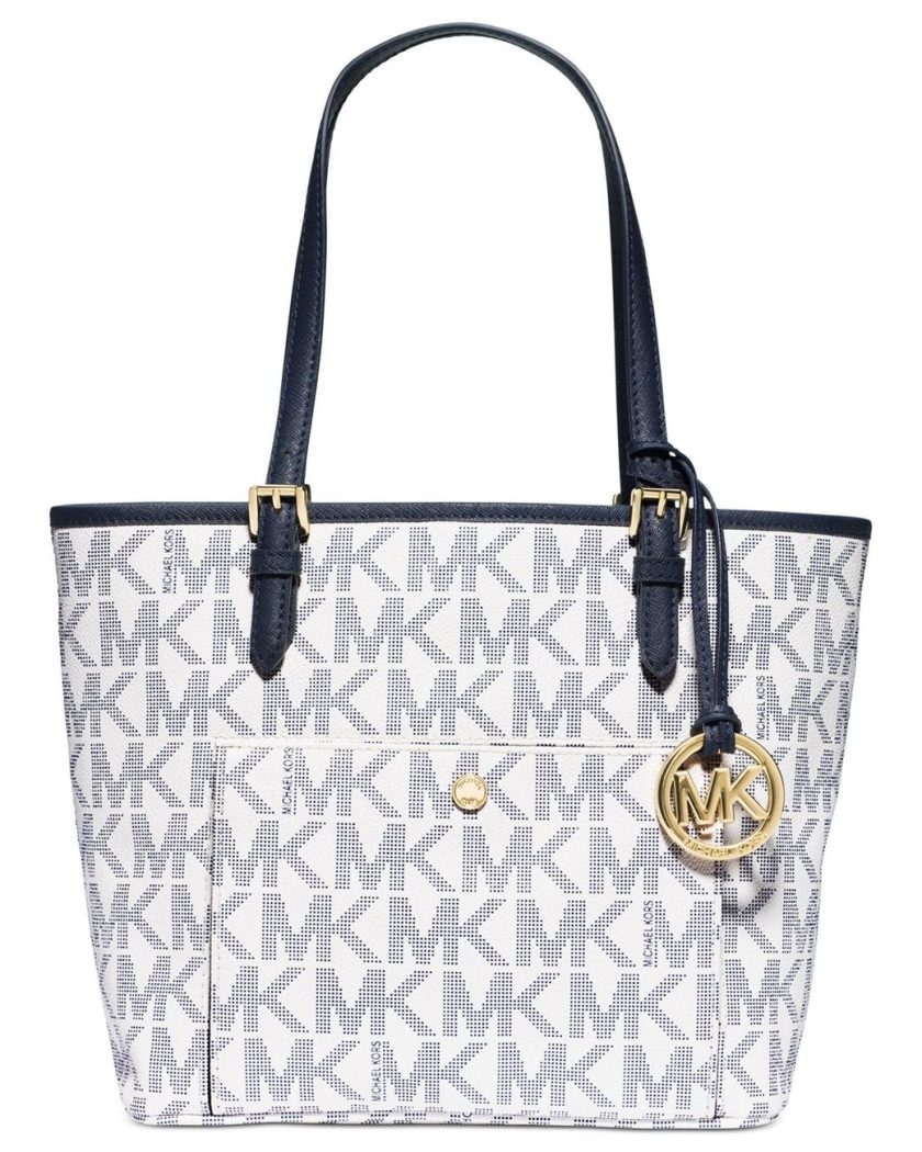 MICHAEL Michael Kors Jet Set Signature Tote Navy/White