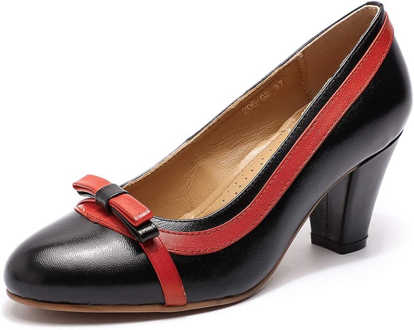 Mona flying Womens Leather Pumps Dress Shoes High Heels