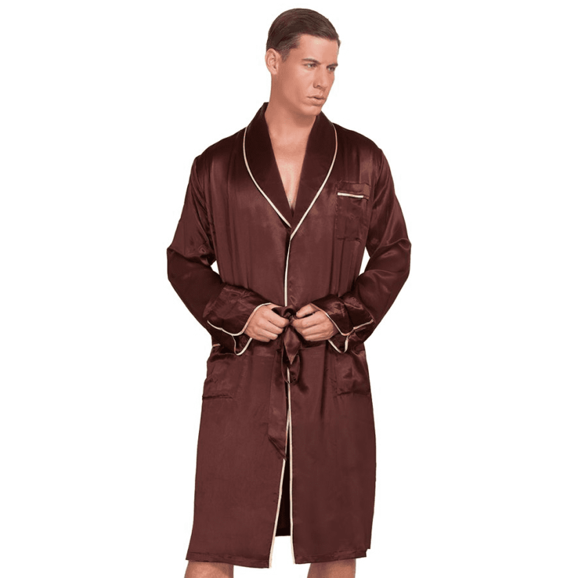 MYK SILK - Men's Robe Printed Bath Sleepwear Classic Silk