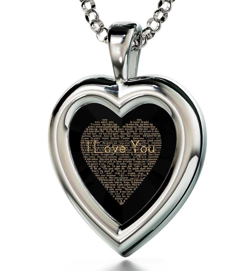 Nano Jewelry 14k White Gold I Love You Necklace