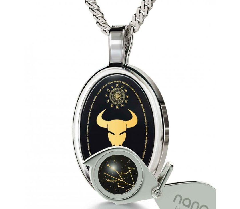 Nano Jewelry Sterling Silver Zodiac Heart Pendant Taurus Necklace