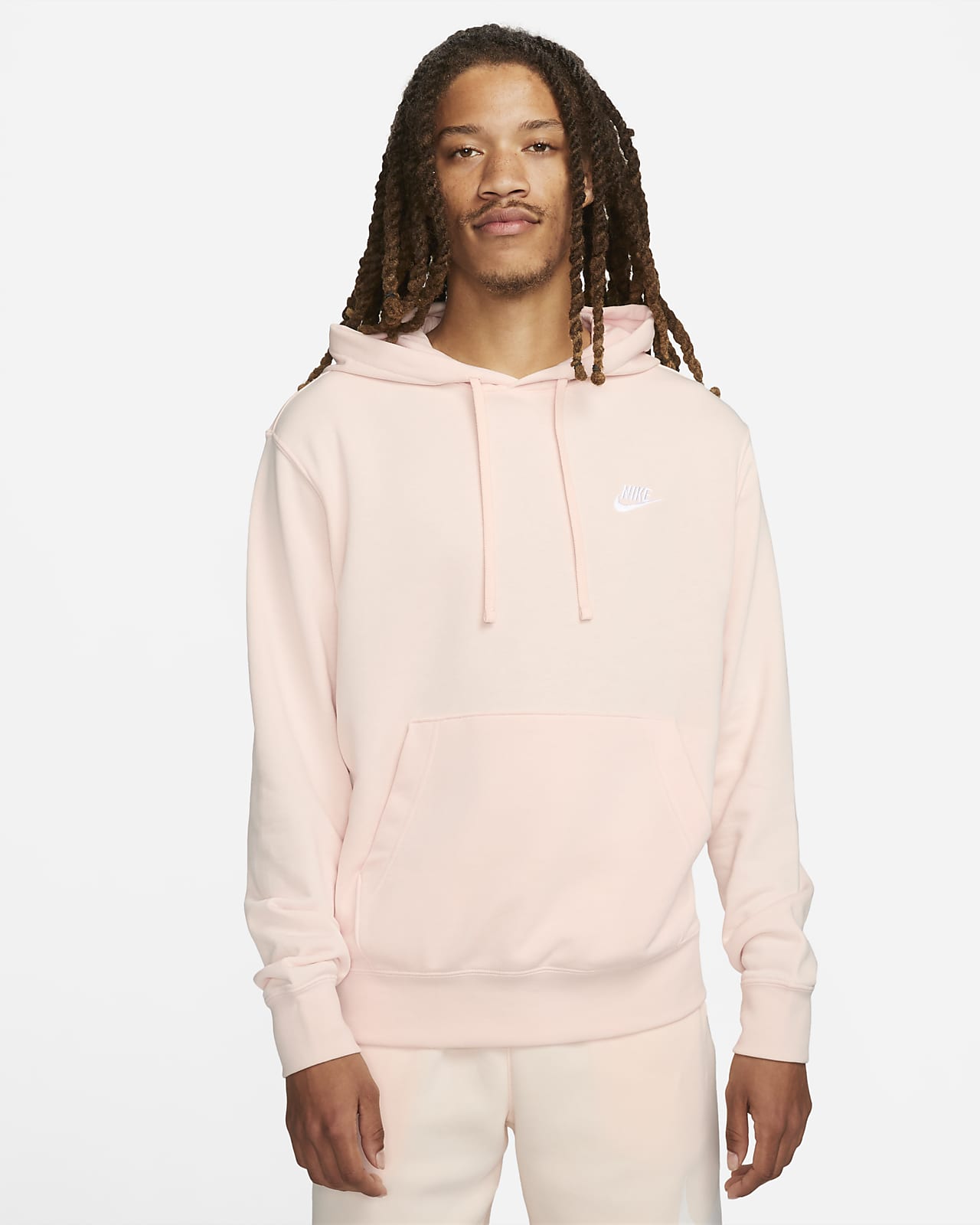 Nike Mens Sportswear Pull Over Club Hooded Sweatshirt Pink Clout ...