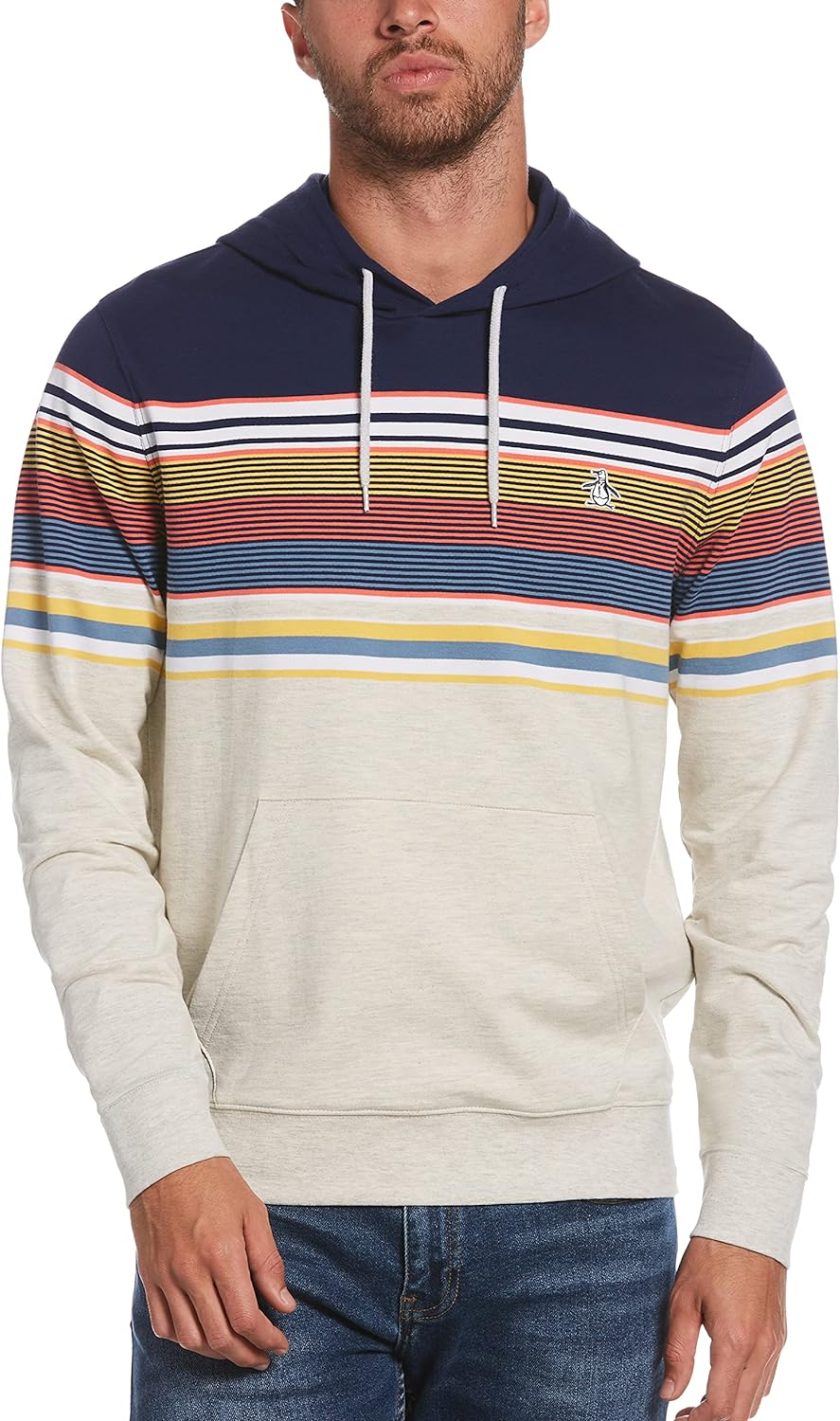 Original Penguin Men's Long Sleeve Pop Over Hoodie, Rain Heather, Extra Extra Large