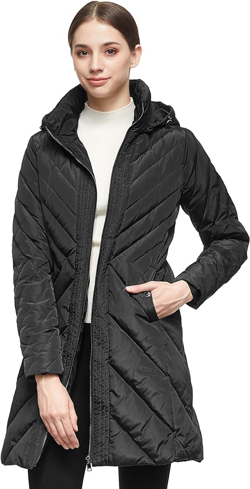 Orolay Women's Down Jacket with Removable Hood Winter Down Coat Black L ...