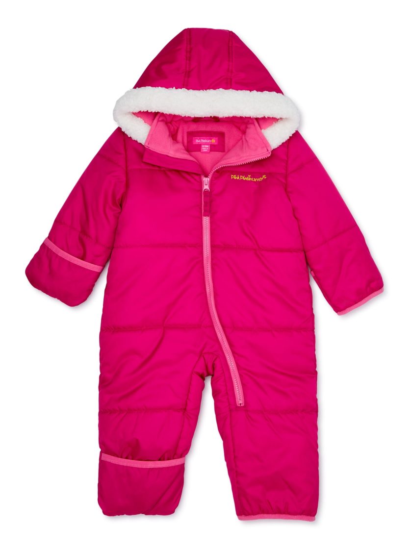 Pink Platinum Baby Girls One Piece Warm Winter Puffer Snowsuit Pram Bunting