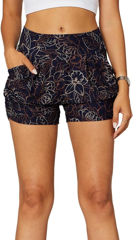 Premium Ultra Soft Harem High Waisted Shorts for Women with Pockets ...