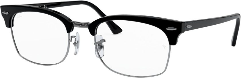 Ray-Ban Clubmaster Square Eyeglass Frames, Shiny Black/Demo Lens