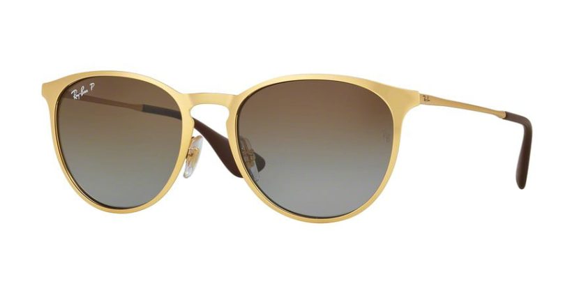 Ray-Ban Erika Metal Polarized Round Sunglasses, Matte Gold, 54 mm