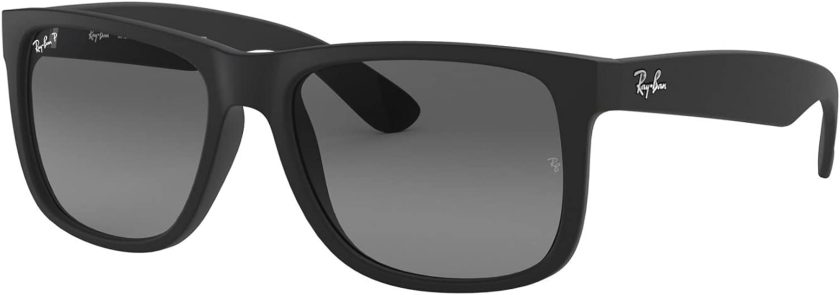 Ray-Ban Men's Justin Polarized Sunglasses, Black Rubber, 55mm