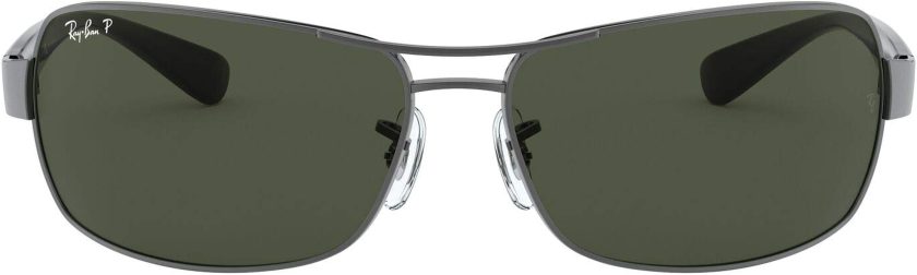Ray-Ban Men's Polarized Rectangular Sunglasses, Gunmetal, 64 mm