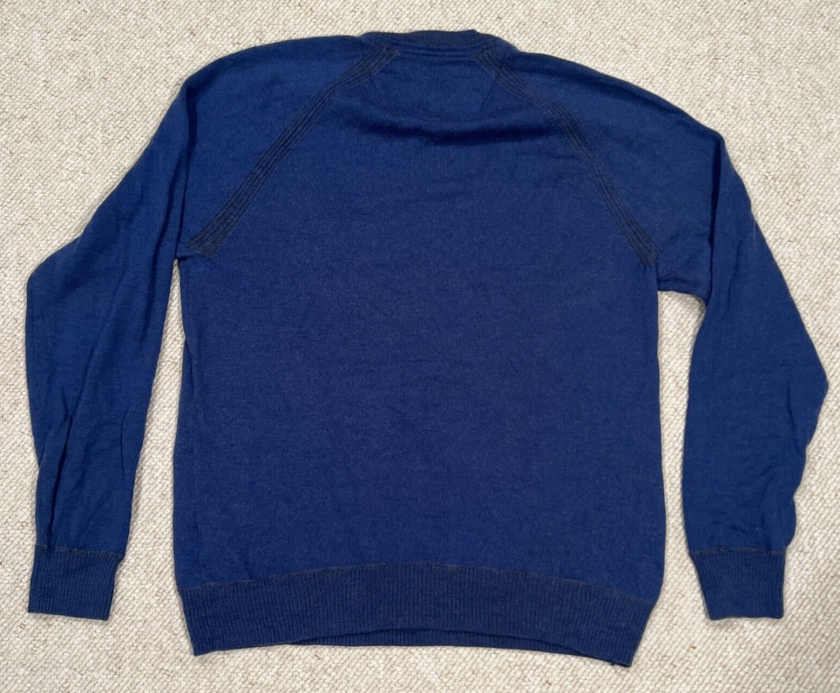 Robert Graham Men's Grammercy Long Sleeve 100% Wool V Neck Pullover Sweater (Large, Ocean Blue)