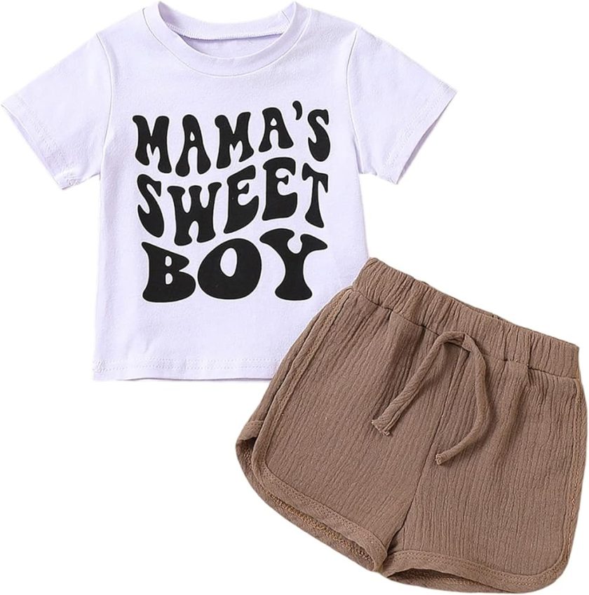 RoDekeSummer Newborn Baby Boys and Girls Short-Sleeved Letters