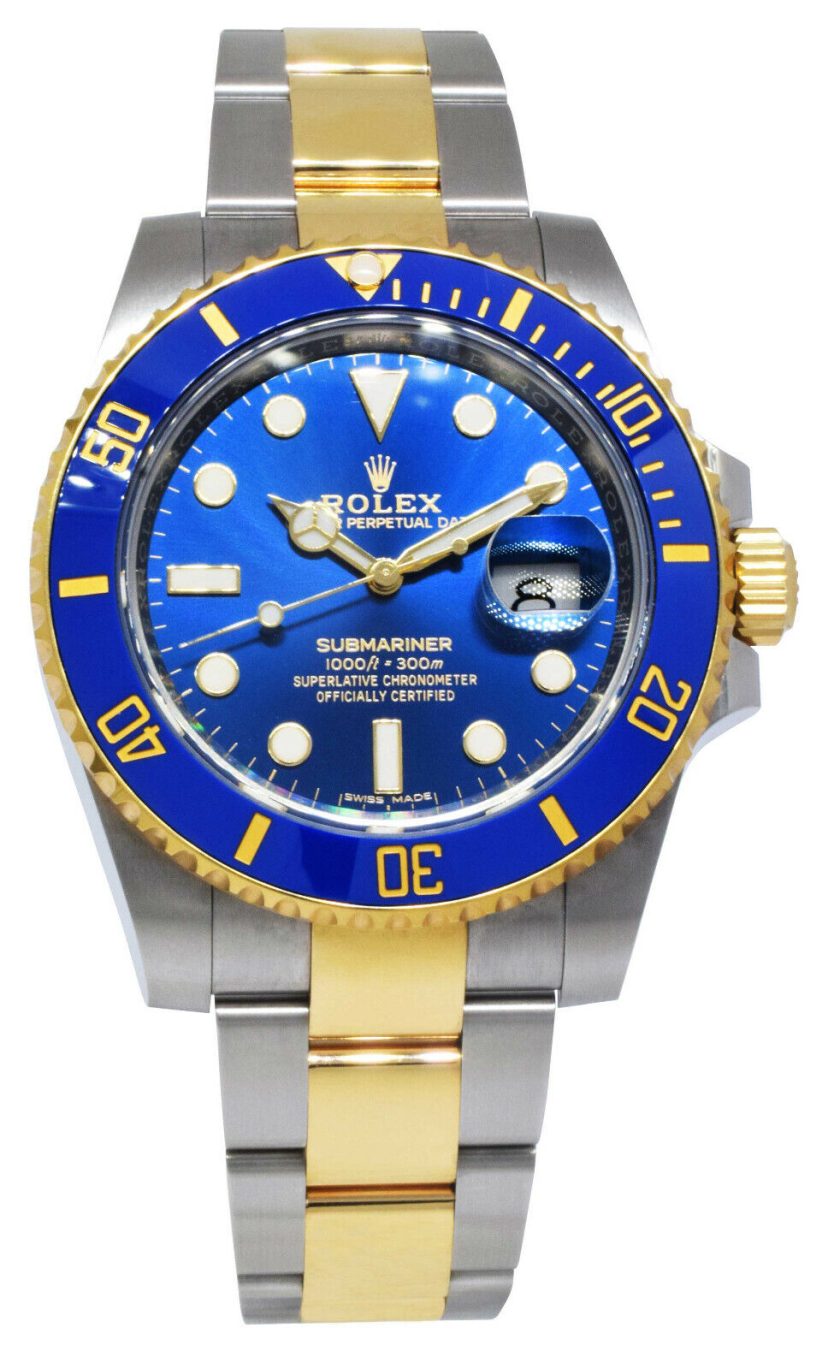 Rolex Submariner Stainless Steel Yellow Gold Watch Blue Ceramic Watch