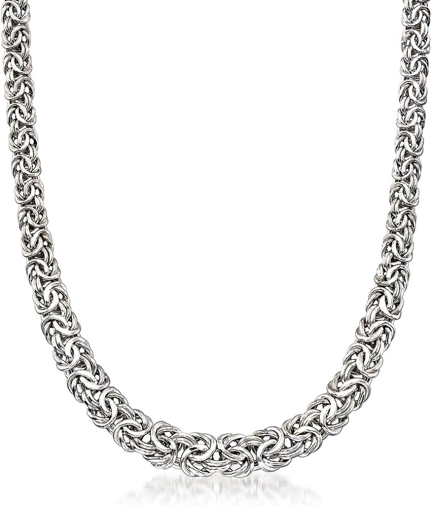 Ross-Simons Sterling Silver Graduated Byzantine Necklace
