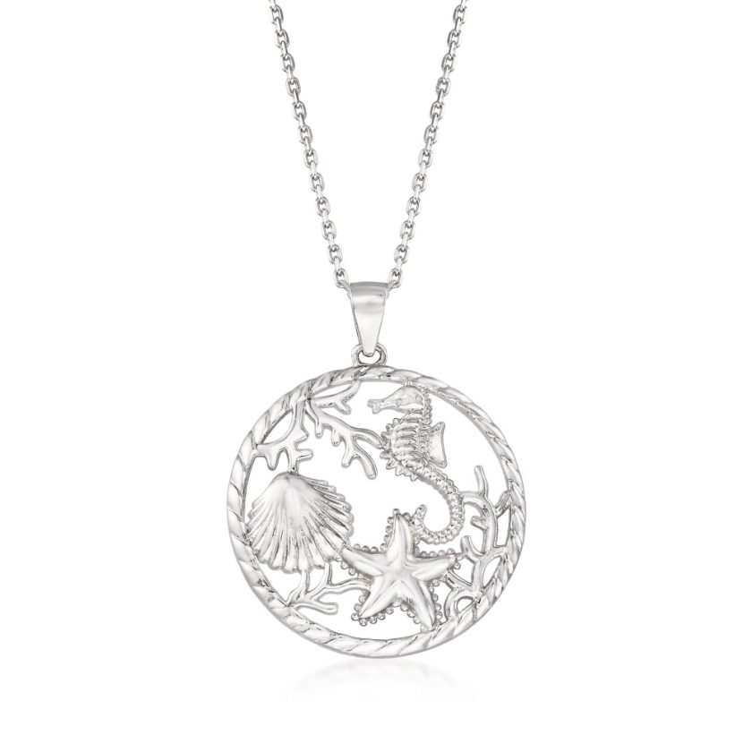 Ross-Simons Sterling Silver Sea Life Pendant Necklace