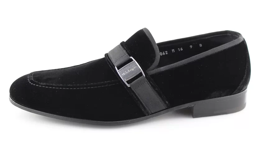 Salvatore Ferragamo Men's Danny Velvet Loafers, Black, 9 D(M) US