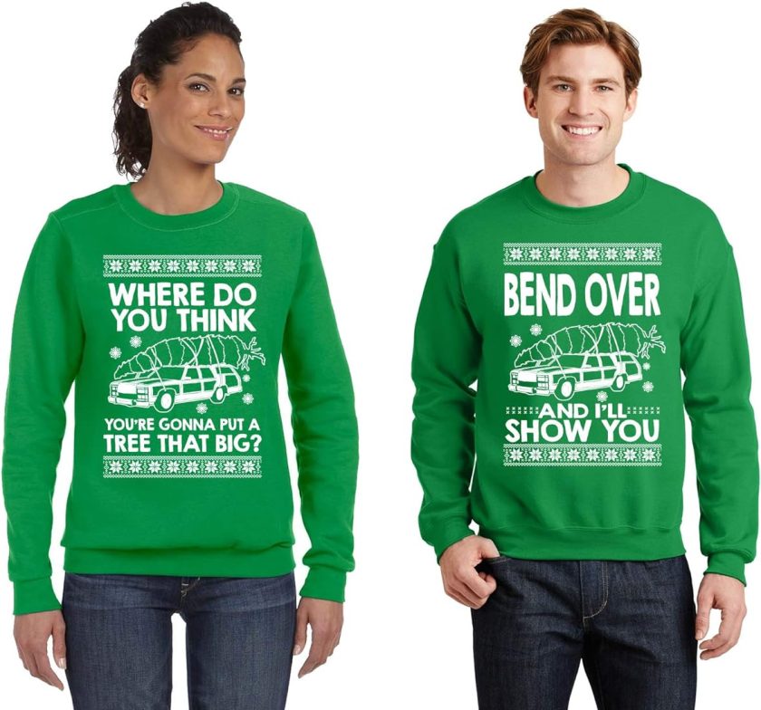 SignatureTshirts Matching Couples Shirt Bend Over Ugly Christmas Sweater