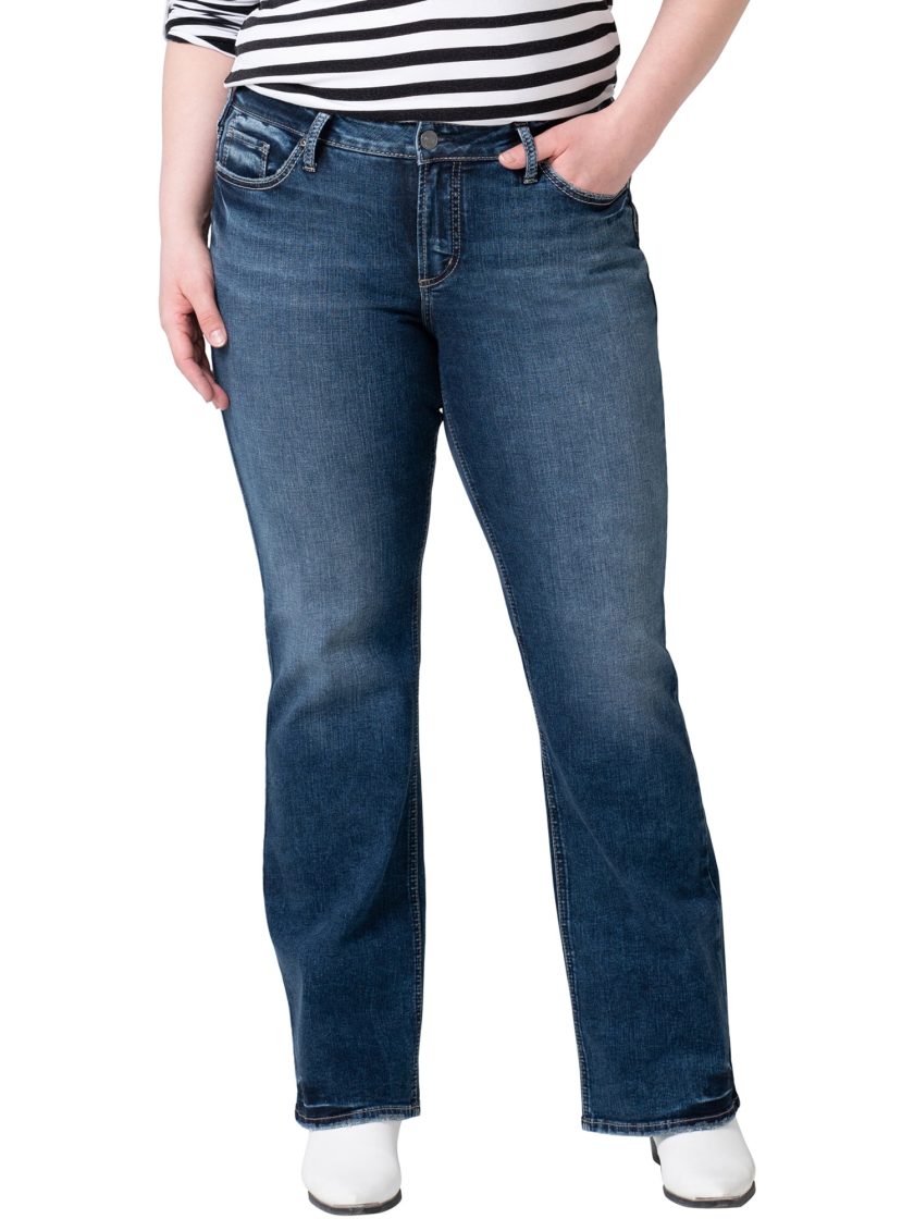 Silver Jeans Co. Women's Plus Size Suki Mid Rise Slim Contour Bootcut Jean